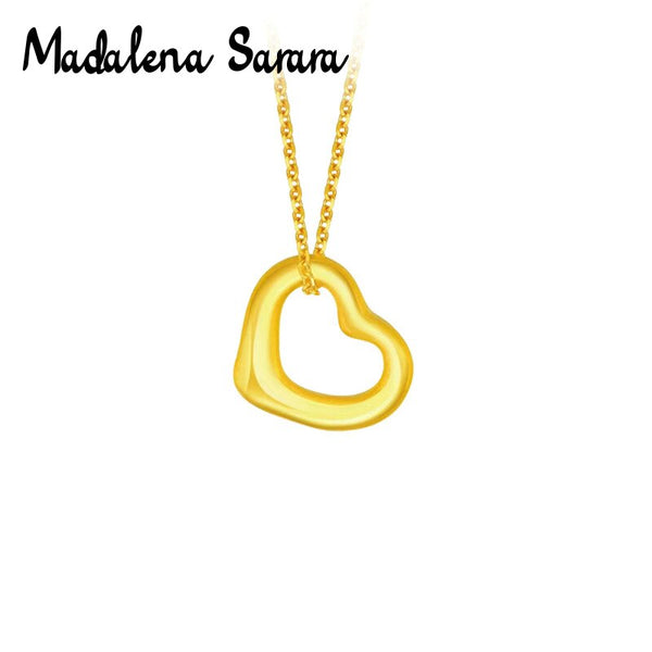 18k Gold Circle Heart Pendant Necklace for Her