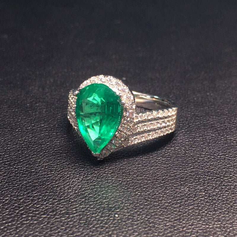VANTJ Real 10K Gold Rings Lab Grown Colombia Hydrothermal Created Emerald CCE\ Moissanite Fine Jewelry Women Party Wedding Gift\""