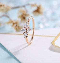 Tiny 14K Rose Gold Moissanite Stackable Ring
