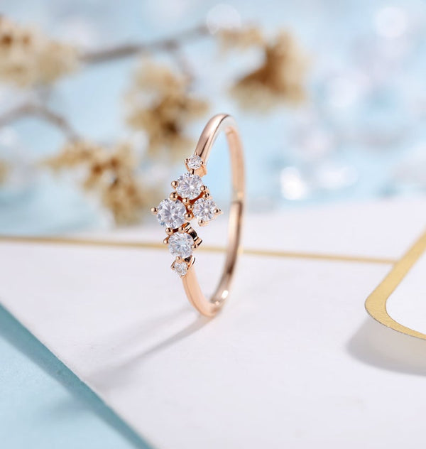 14K Rose Gold Moissanite Stackable Ring