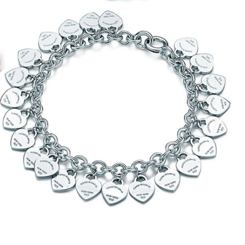 925 Sterling Silver Heart- shaped Bracelet