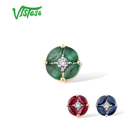 14K Gold Emerald/Ruby/Sapphire Diamond Pendant for Women