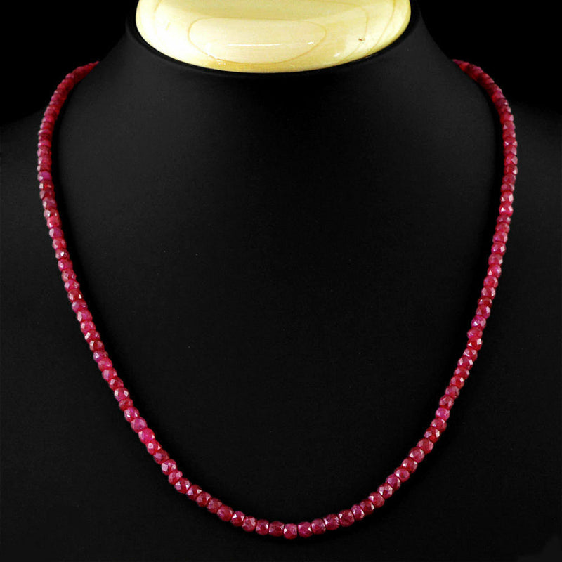 Natural 2x4mm Faceted Brazil Red Ruby Gemstone Necklace 18