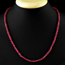 Natural 2x4mm Faceted Brazil Red Ruby Gemstone Necklace 18