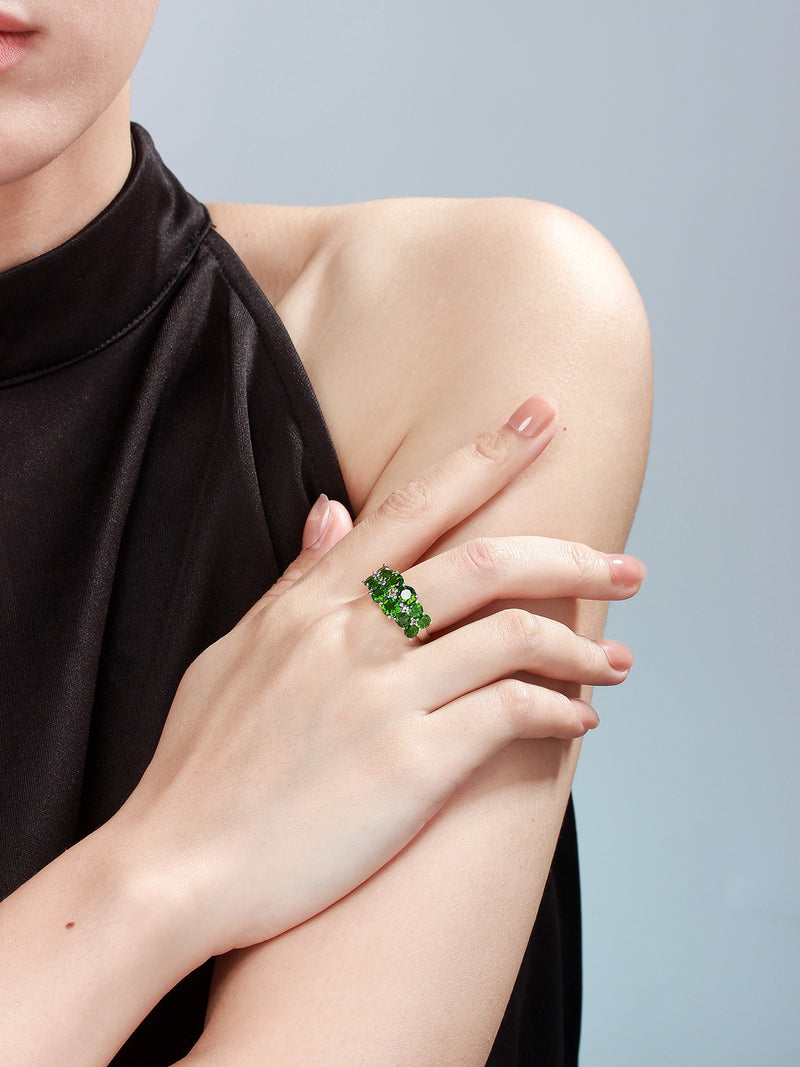 Chrome diopside Rhodium Over Sterling Silver Ring. for women jewelry plata 925 gifts 925 silver