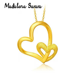 24k Gold Small Double Heart Pendant for Her