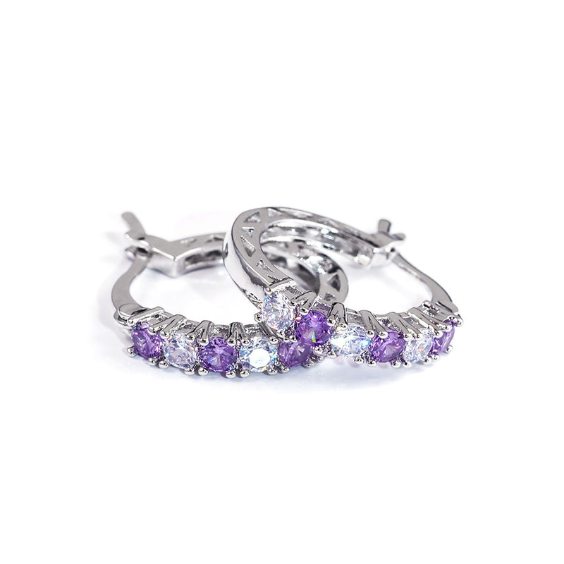 Sterling Silver Round Clear Zircon Stud Earrings