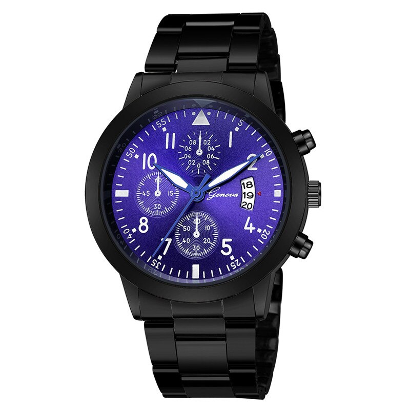 Stainless Steel Blue Face Quartz Sport Watch for Men