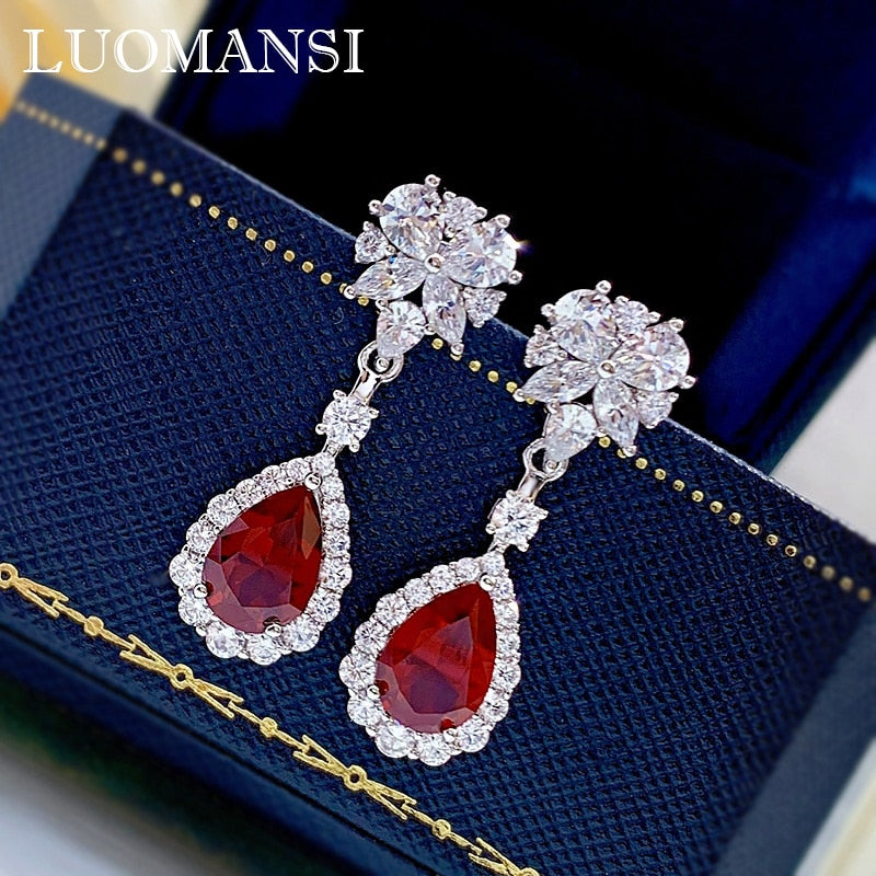 Sterling Silver 925 Ruby 0.70ctw Earrings for Women