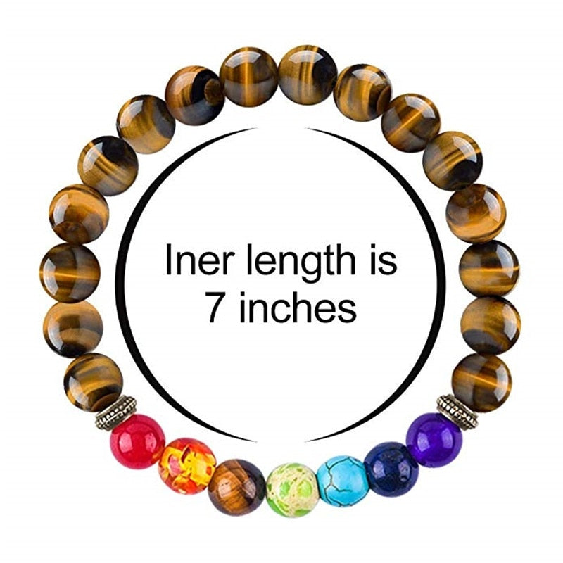 Natural Stone 7 Chakra Tiger Eye Beads Bracelet for Men Women