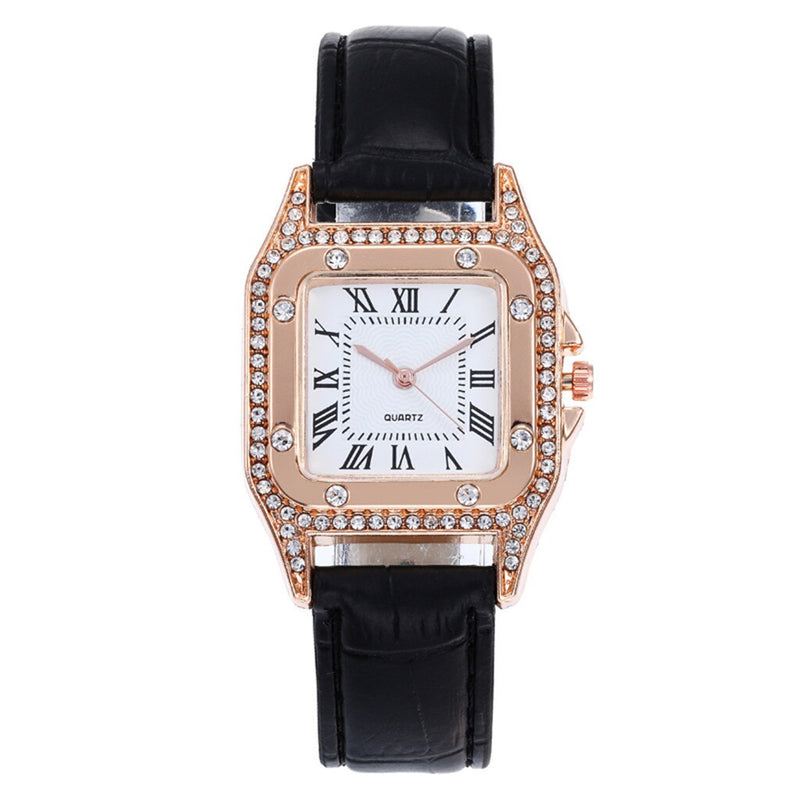 Luxury Women Metal Steel Strip Square Quartz Wristwatch