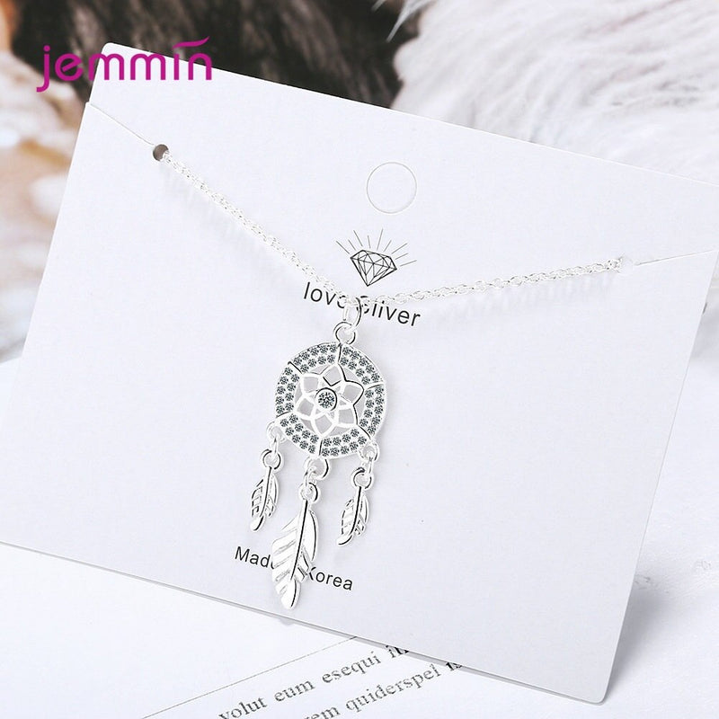 Classic Retro Resizable 925 Sterling Silver Feather Pendant Necklace