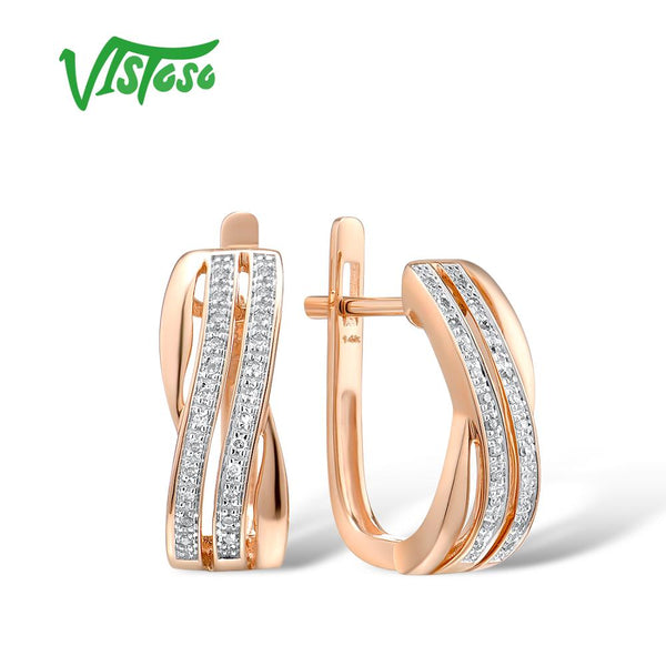 14K Rose Gold Diamond Earrings for Her