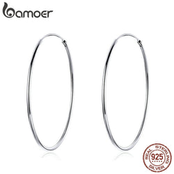 BAMOER Fashion Big Hoop Earrings 925 Sterling Silver