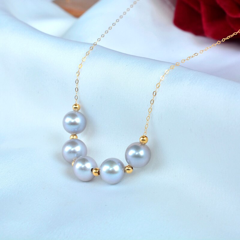 18K Gold AKOYA Pearl and Ball Pendant Necklace for Women