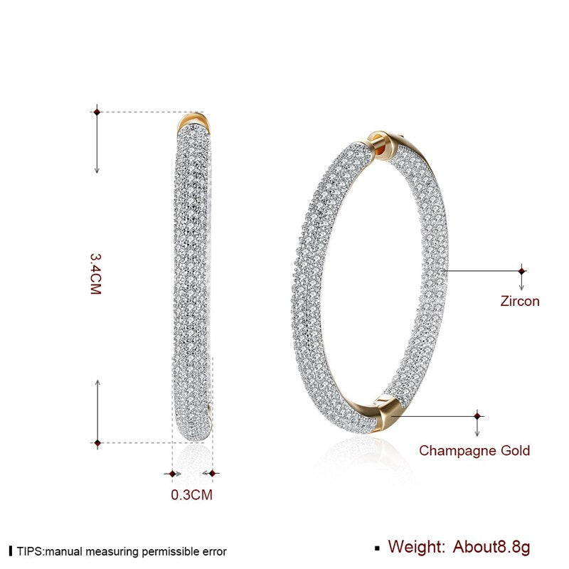 925 Sterling Silver Big Circle Zircon Hoop Earrings for Women