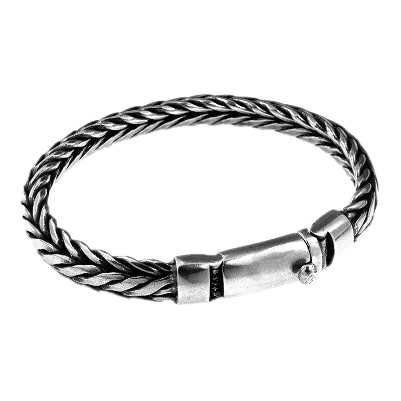 Solid Silver Hand Woven Bracelet for Men