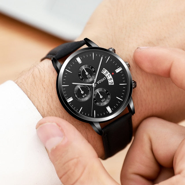 Men Watches Luxury Brand Mens Military Sport Leather Quartz Wrist Watch Men Casual Date Calendar Watch relogio masculino