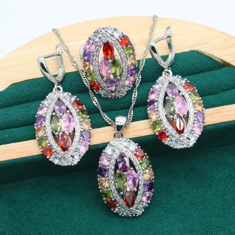 Sterling Silver Purple Amethyst Jewelry Set for Women