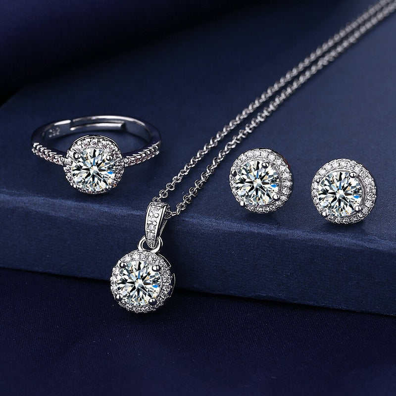 925 Sterling Silver Ox Head Moissanite Jewelry Set for Women