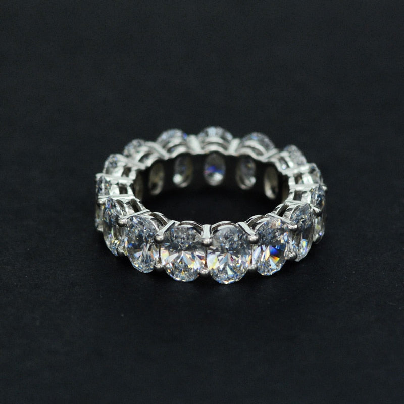 Sterling Silver Oval Cut Eternity Ring with 0.50 Carat Total Weight Diamonds for Women