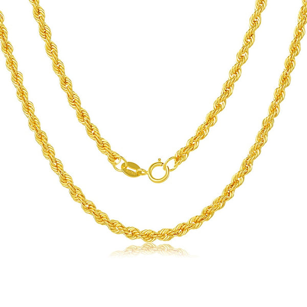 18k Yellow Gold Twist Rope Chain Necklace for her