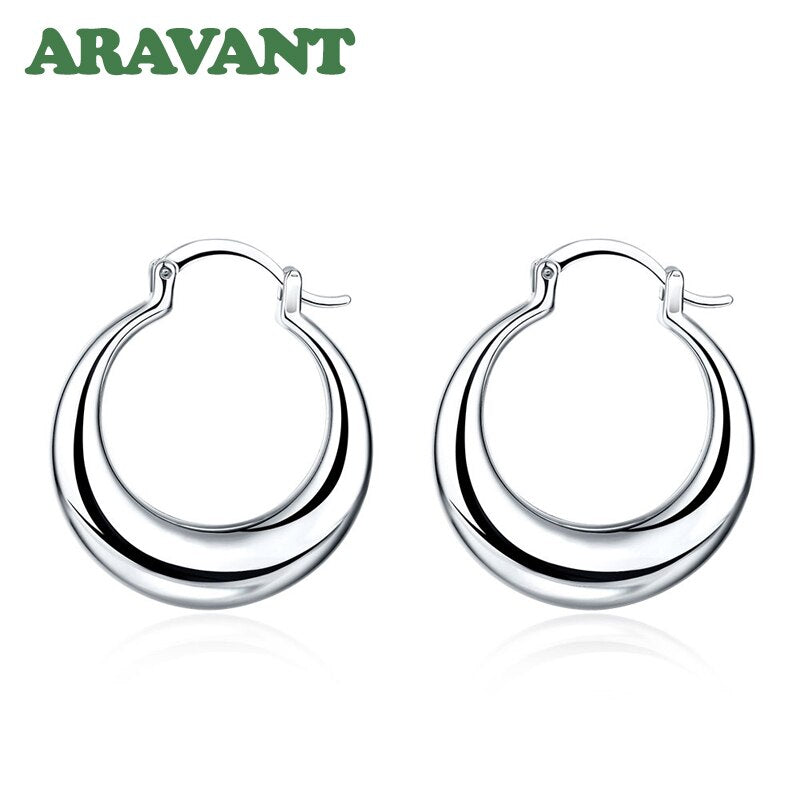 925 Silver Fashion Moon Hoop Earrings