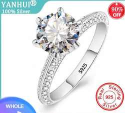 YANHUI Luxury 925 Sterling Silver 2.0ct Lab Diamond Ring