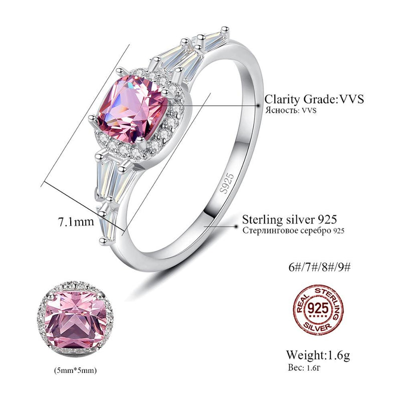PAG&MAG Rings 925 Sterling Silver Woman Pink Topaz Figer Ring Solitaire Gemstone Wedding Band Fine Jewelry Engagement Gift