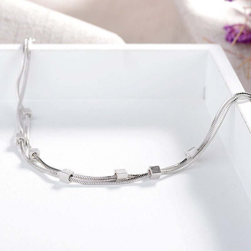 925 Sterling Silver Star Bead Link Chain Charm Bracelets &Bangle Adjustable Braclets For Women Wedding Jewelry sl359