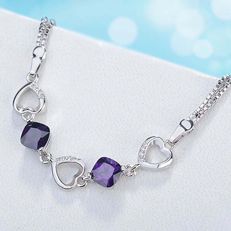 Cellacity Trendy Amethyst Bracelet in 925 Sterling Silver