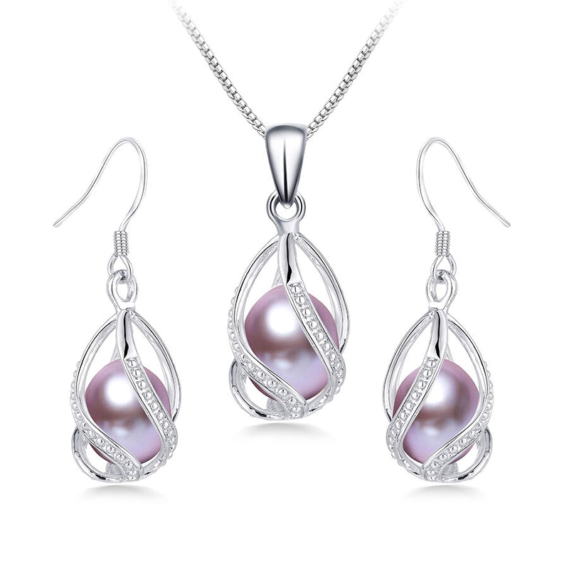 925 Sterling Silver Natural Freshwater Pearl Jewelry Sets for Women