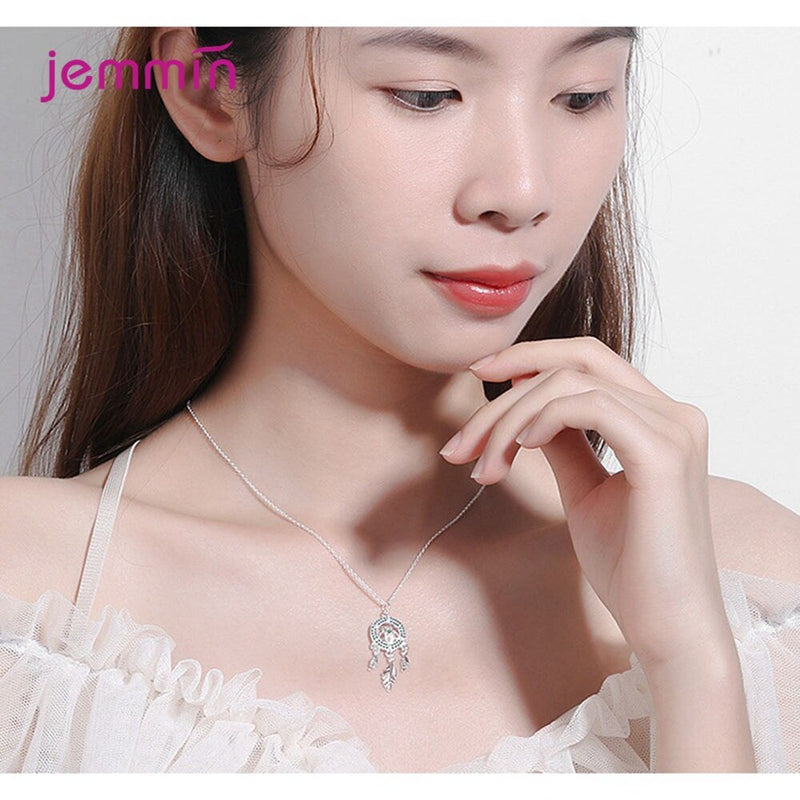 Classic Retro Resizable 925 Sterling Silver Feather Pendant Necklace