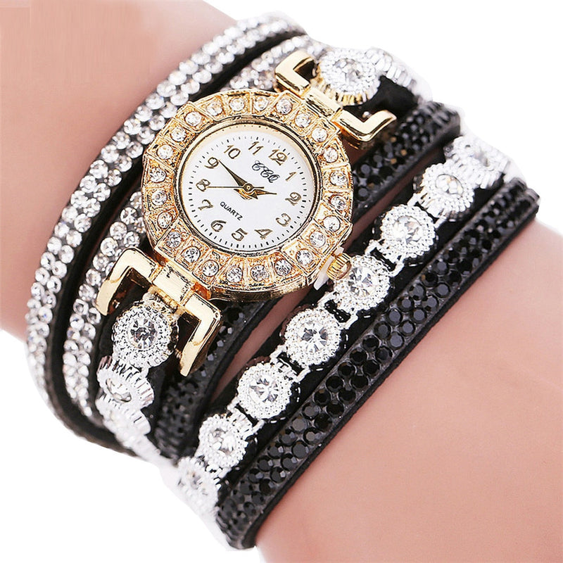 Fashion Women Analog Quartz Rhinestone Bracelet Watch