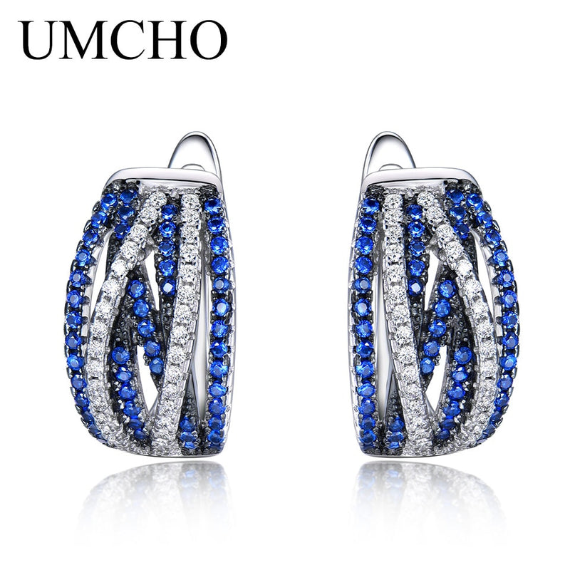 Sterling Silver 925 Sapphire Clip Earrings for Women