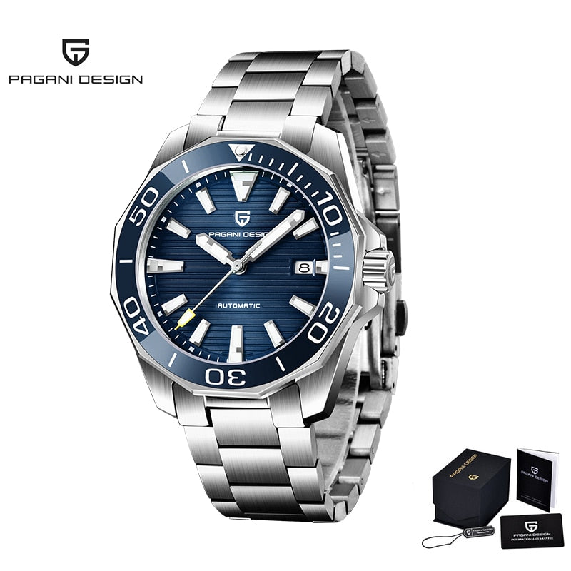 PAGANI DESIGN Mechanical Automatic Sapphire Waterproof 100M Stainless Steel Watch Men