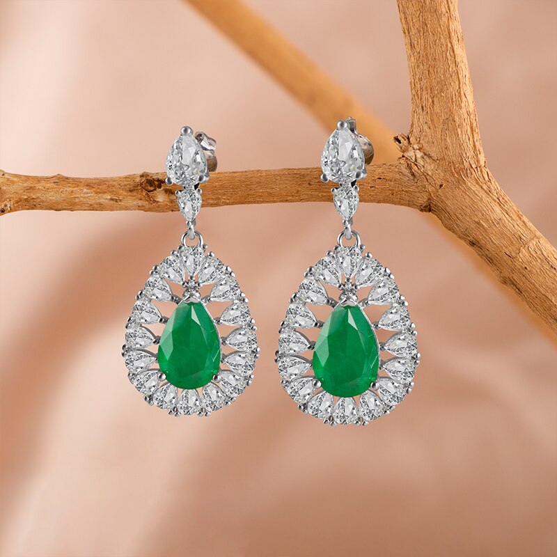 Silver 925 Paraiba Gemstone Drop Earrings for Women