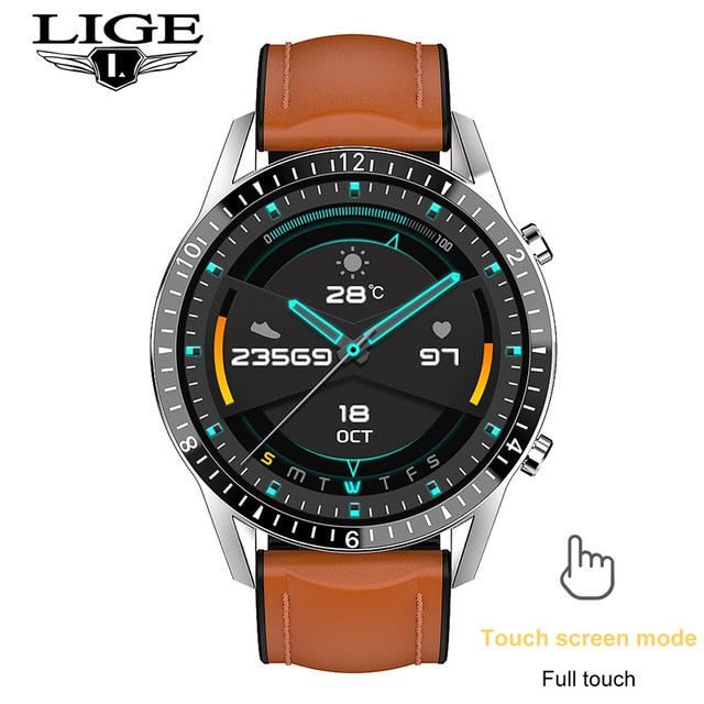 Stainless Steel Fitness Watch with Full Touch Screen and IP67 Waterproofing for Men