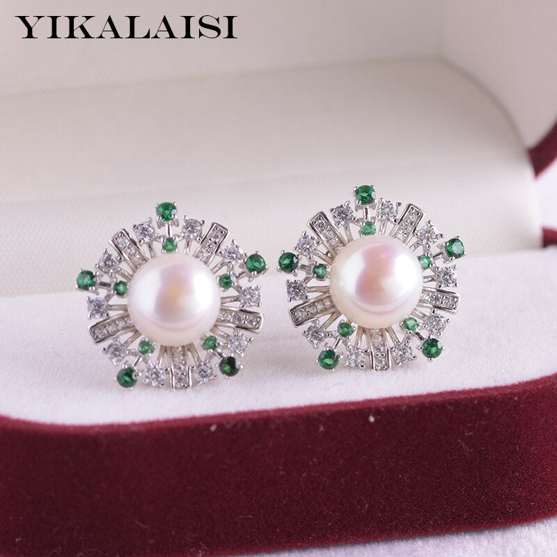 YIKALAISI 925 Sterling Silver Set Jewelry For Women 9-10mm Oblate Natural Freshwater Pearl Set New Arrivals Wholesales