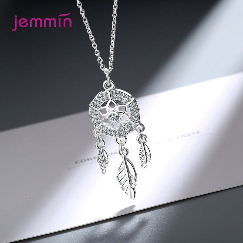 Classic Retro Resizable 925 Sterling Silver Feather Pendant Necklace