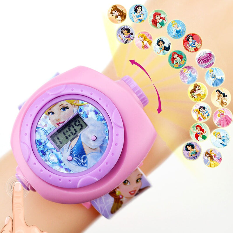Gold-tone Cartoon Pattern Digital LED Watch for Children