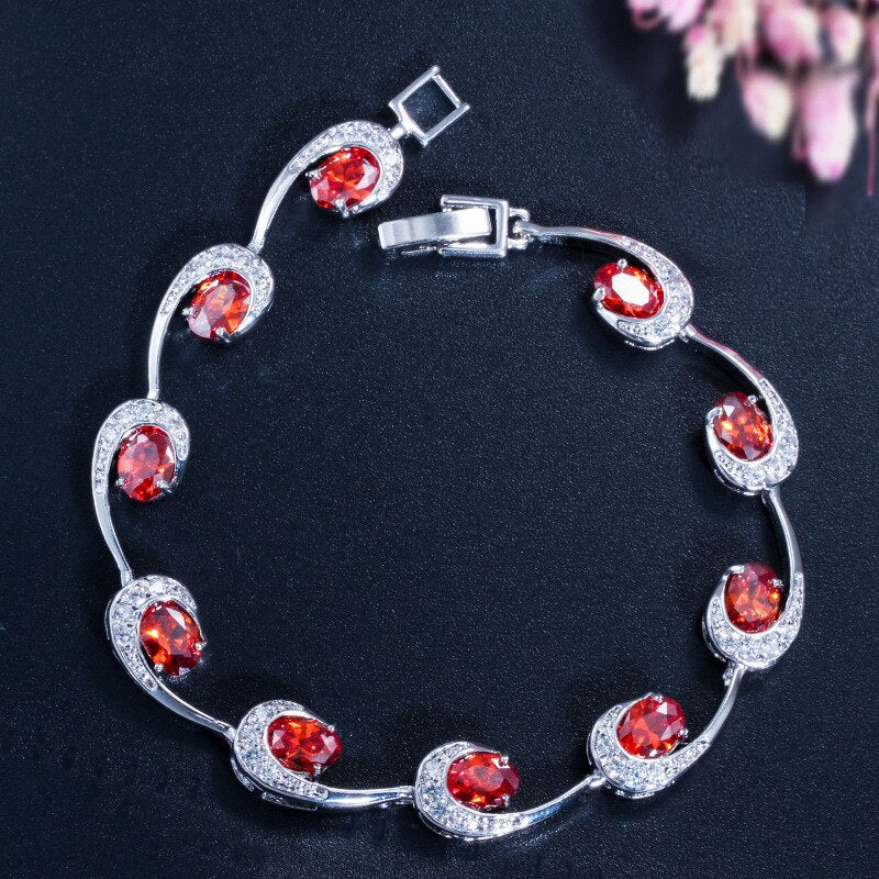Sterling Silver Emerald Sapphire Ruby Gemstones Bracelet for Women