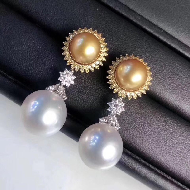 925 Sterling Silver White 8-10mm Fresh Water Pearl Dangle Earrings