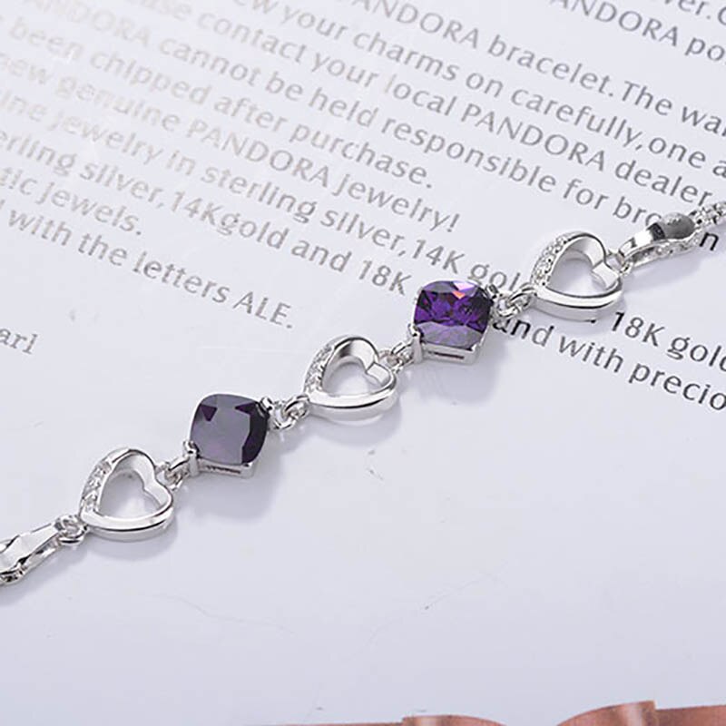 Cellacity Trendy Amethyst Bracelet in 925 Sterling Silver