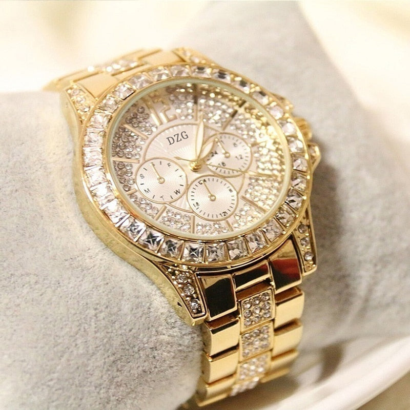 Gold-tone Crystal Bracelet Watch for Women