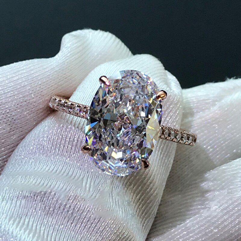 Rose Gold 4CT Oval Moissanite Engagement Ring for Women