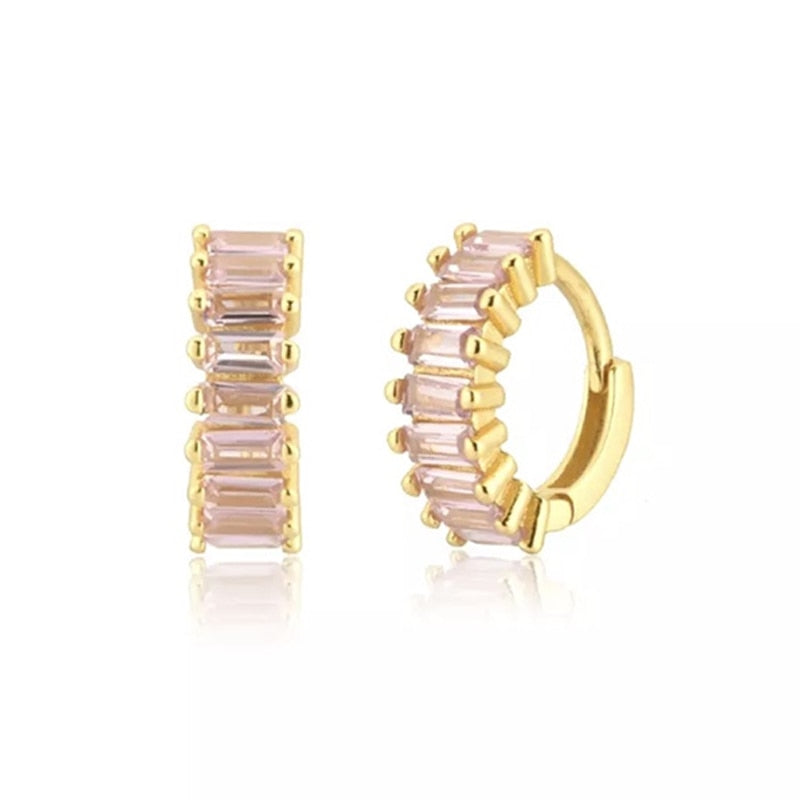 Trendy 925 Sterling Silver Water Drop Rainbow Crystal Hoop Earrings