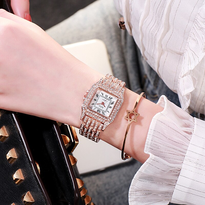 Sterling Silver 0.50ctw Diamond Square Dial Quartz Watch for Women