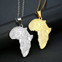 Titanium Stainless Steel Map of Africa Pendant Necklace for Men