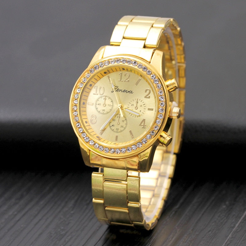 Reloj Mujer watches women classic geneva luxury ladies watches women full steel crystal Relogio Feminino metal wristwatch